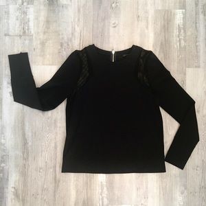 Black shoulder mesh pullover. Banana Republic